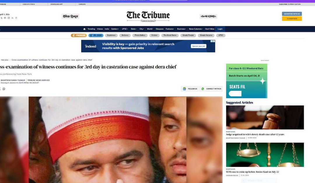 Cross-examination of witness continues for 3rd day in castration case against dera chief